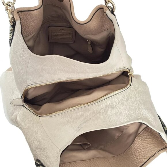 COACH Phoebe Shoulder Bag Beige Cream Leather - Shoulder Bag - Picture 6 of 9